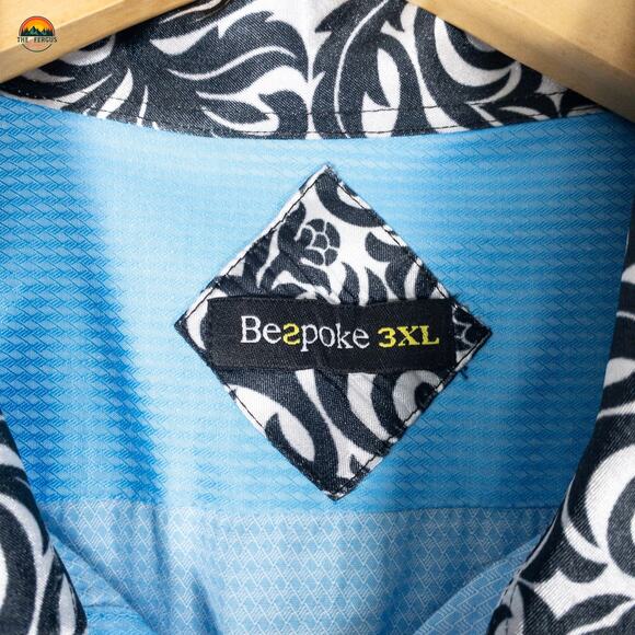 Bespoke Button-Up Shirt Blue Cotton Long Sleeve Collared Men's Size 3XL - Picture 8 of 11